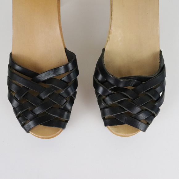 Swedish Hasbeens Braided Sky High Clog Sandals Womens 41 11 Black - Picture 4 of 12